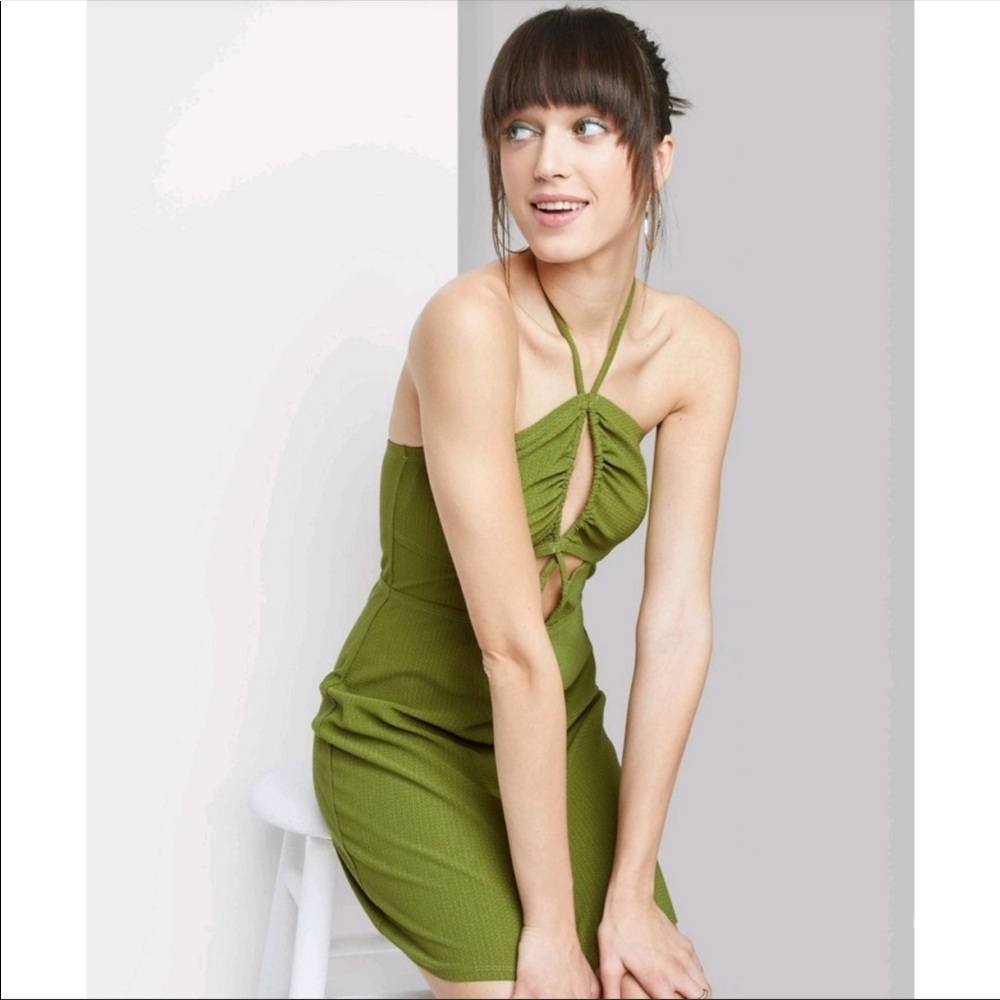 Green wild fable adjustable string mini dress